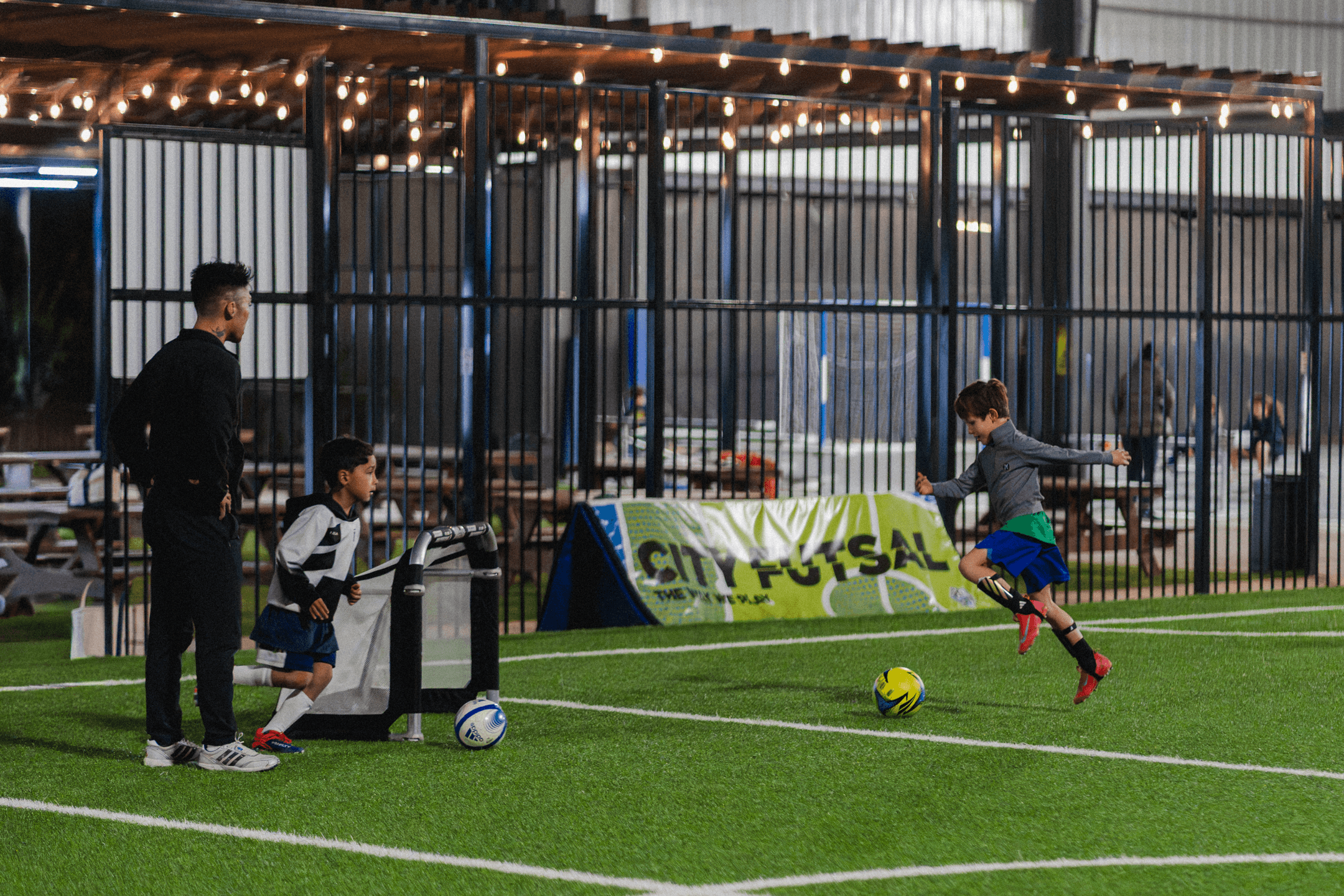 Striking the ball on the indoor pitch